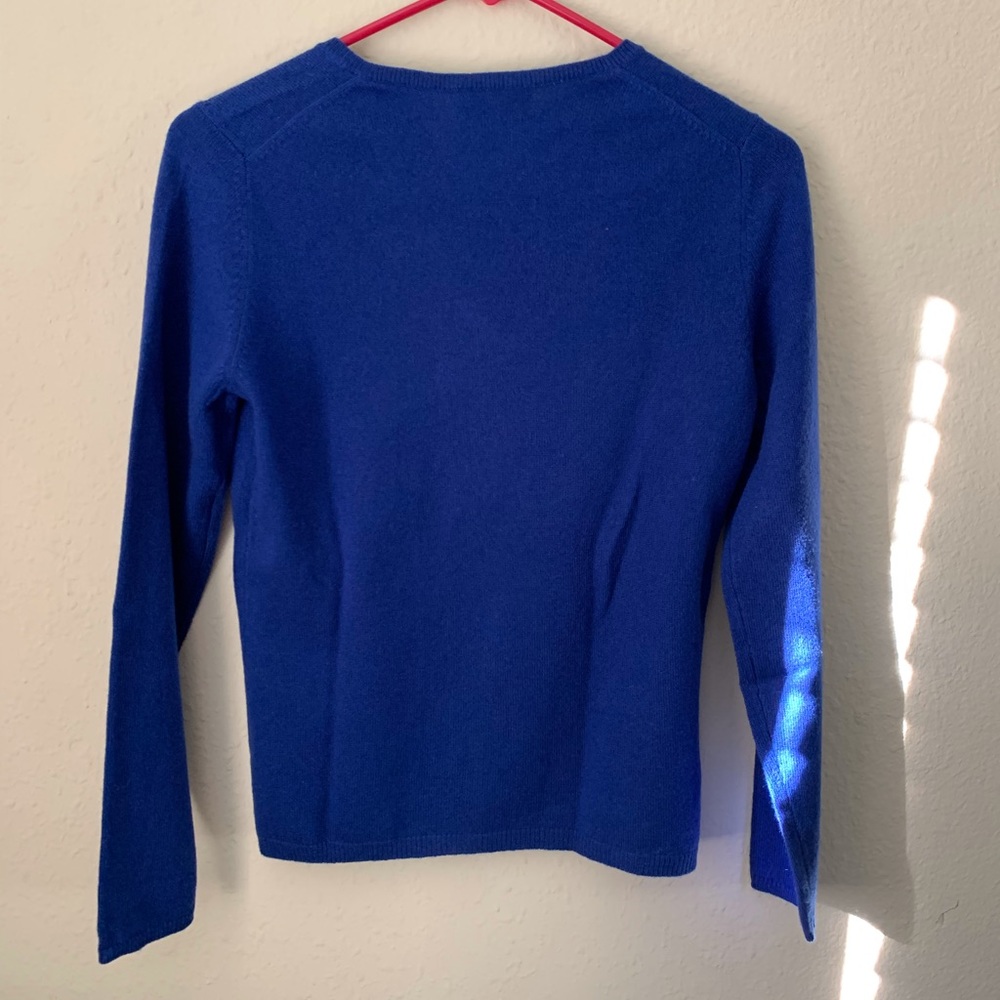 Charter Club 2 Ply 100% Cashmere V-Neck Sweater Womens P/P Blue